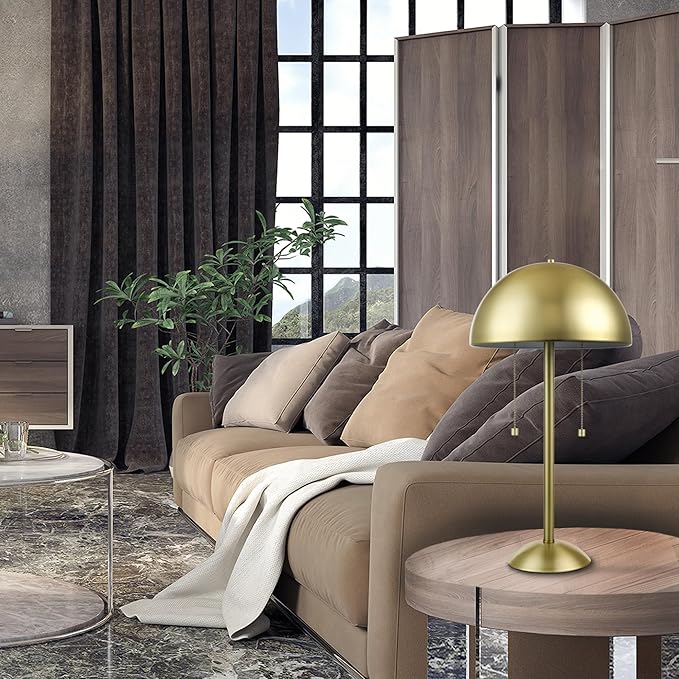 GLOBE GLOBE Electric 12976 Haydel 21" 2-Light Table Lamp, Matte Brass, Double On/Off Pull Chain photo 2