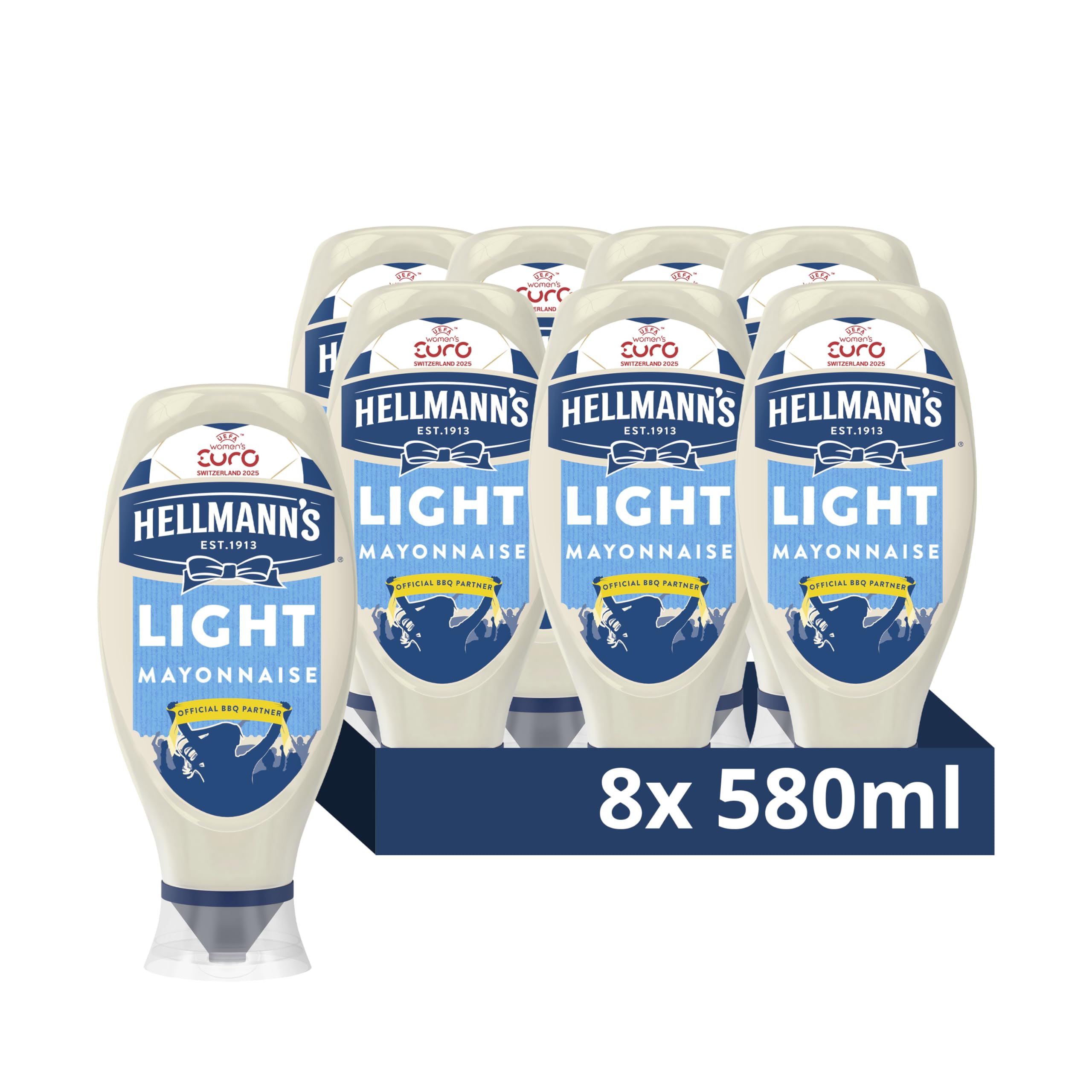 Hellmann's UEFA WOMEN'S EURO 2025* Limited Edition Condiment Squeeze Bottle for Burgers, Sandwiches and Salads 8x 580 ml