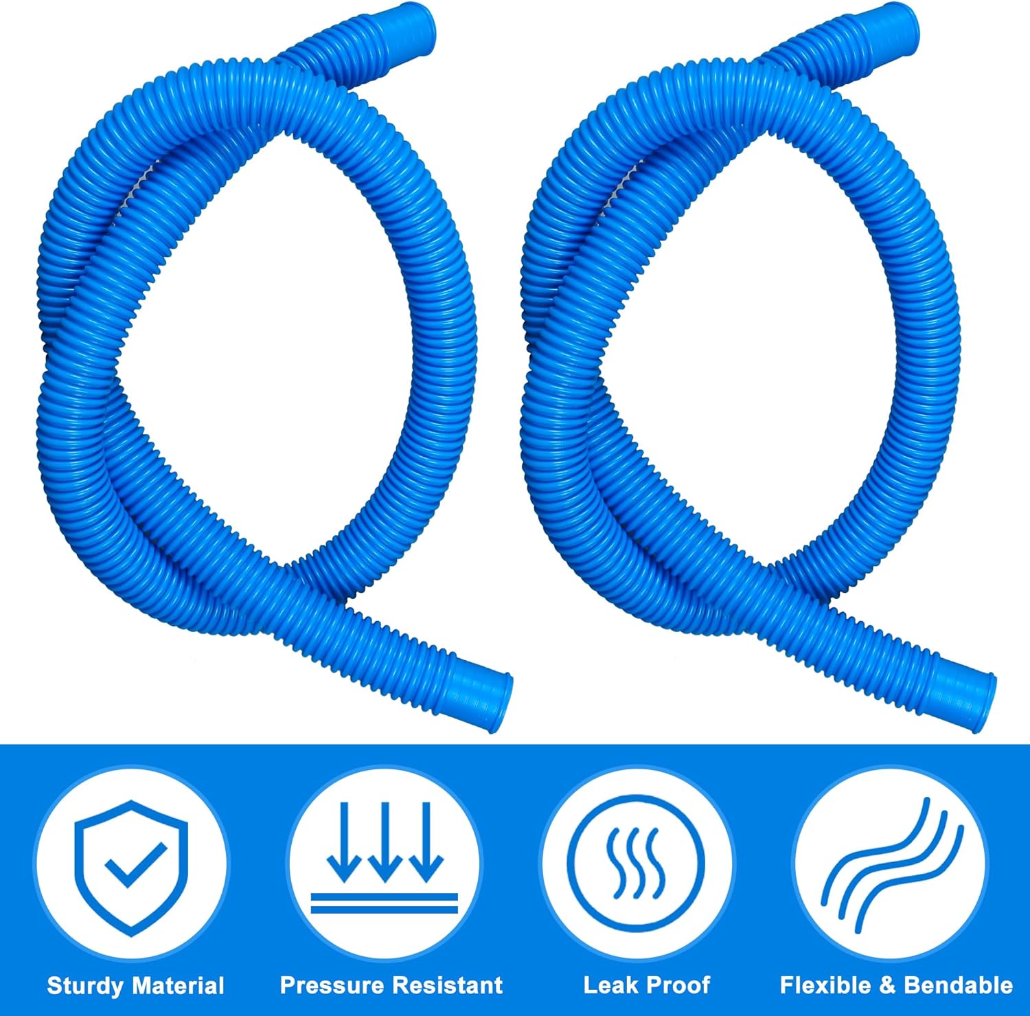 4 Pack Pool Hoses for Above Ground Pools 1.25" x 59" Replacement Pool Pumps Hose Filter Pumps Hose with 8 Metal Clamps for Swimming Pools Filter Pump