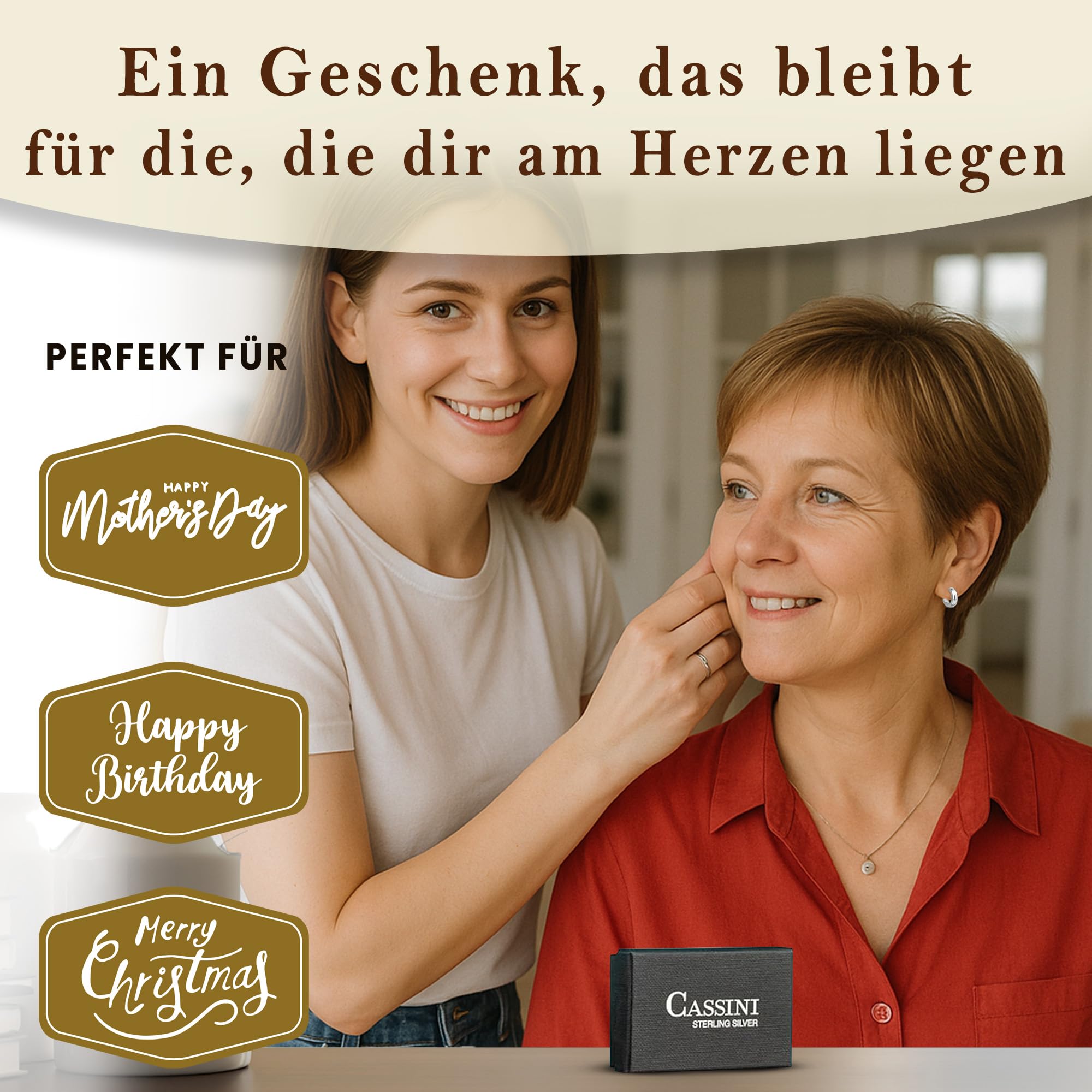 Cassini Creolen Silber 925 Damen – Hochglanzpolierte Klappcreolen Ohrringe, Nickelfrei & Hypoallergen Schmuck für Alltag & Eleganten Anlass – in Verschiedenen Größen (16/20/25 mm)