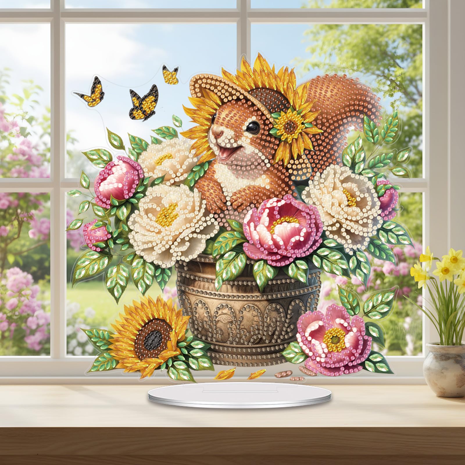 CustmArti DIY Diamond Art Painting Acryl Aufsteller Osterei Ostern Bastelset Tischdekoration Malen nach Zahlen Wohnzimmer Hobby Anfängerfreundlich-4PCS