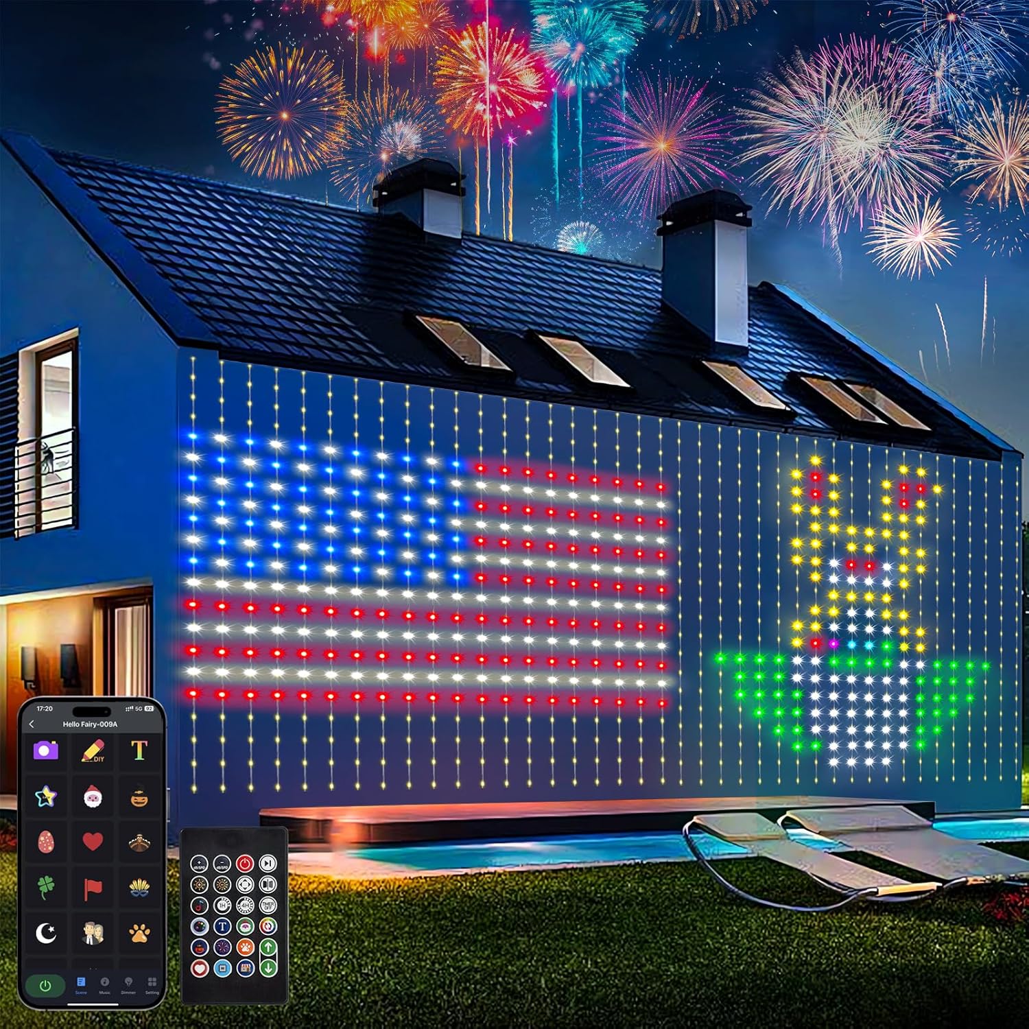 echosari Curtain Lights, 6.6 x 6.6ft with App Programmable & 16 Million Color Changing 400 LEDs Smart Curtain Lights Music Sync for Patio Bedroom Backdrop Decor echosari Curtain Lights, 6.6 x 6.6ft with App Programmable & 16 Million Color Changing 400 LEDs Smart Curtain Lights Music Sync for Patio Bedroom Backdrop Decor