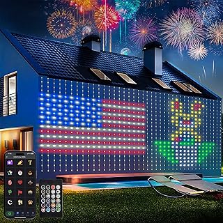 echosari Smart LED Curtain Lights, 400 LED Dynamic Pattern DIY Curtain Light 6.6 x 6.6ft with App & Remote Music Sync for Wall Wedding Bedroom Backdrop Decor - Buy now