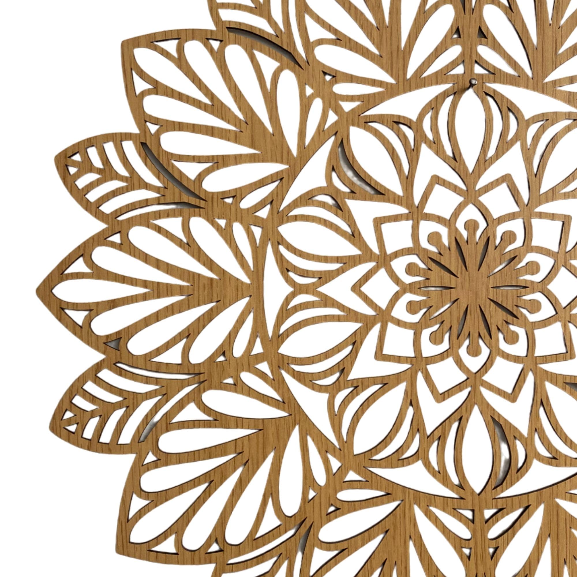SENTOP HDF0255 Geschnitztes Bild an der Wand aus Holzmaterial für den Innenraum, Blume (Eiche, 40 cm)