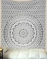 Vista 9 de The Art Box - Tapiz de mandala para colgar en la pared, psicodélico, hecho de algodón indio, se puede usar como colcha, manta para pícnic