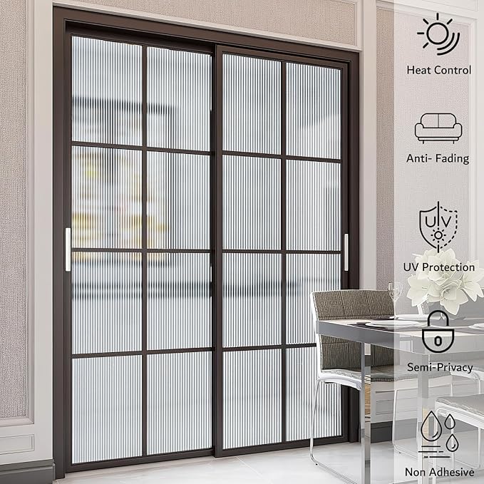 Película para ventana VELIMAX Reeded, vinilo decorativo 17.3x78.7 in miniatura 8