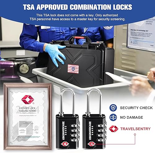 Miniatura 2 de Paquete de 2 cerraduras de pistola aprobadas por la TSA, cerraduras de combinación de 4 dígitos para estuche de armas, caja de munición, bolsa de