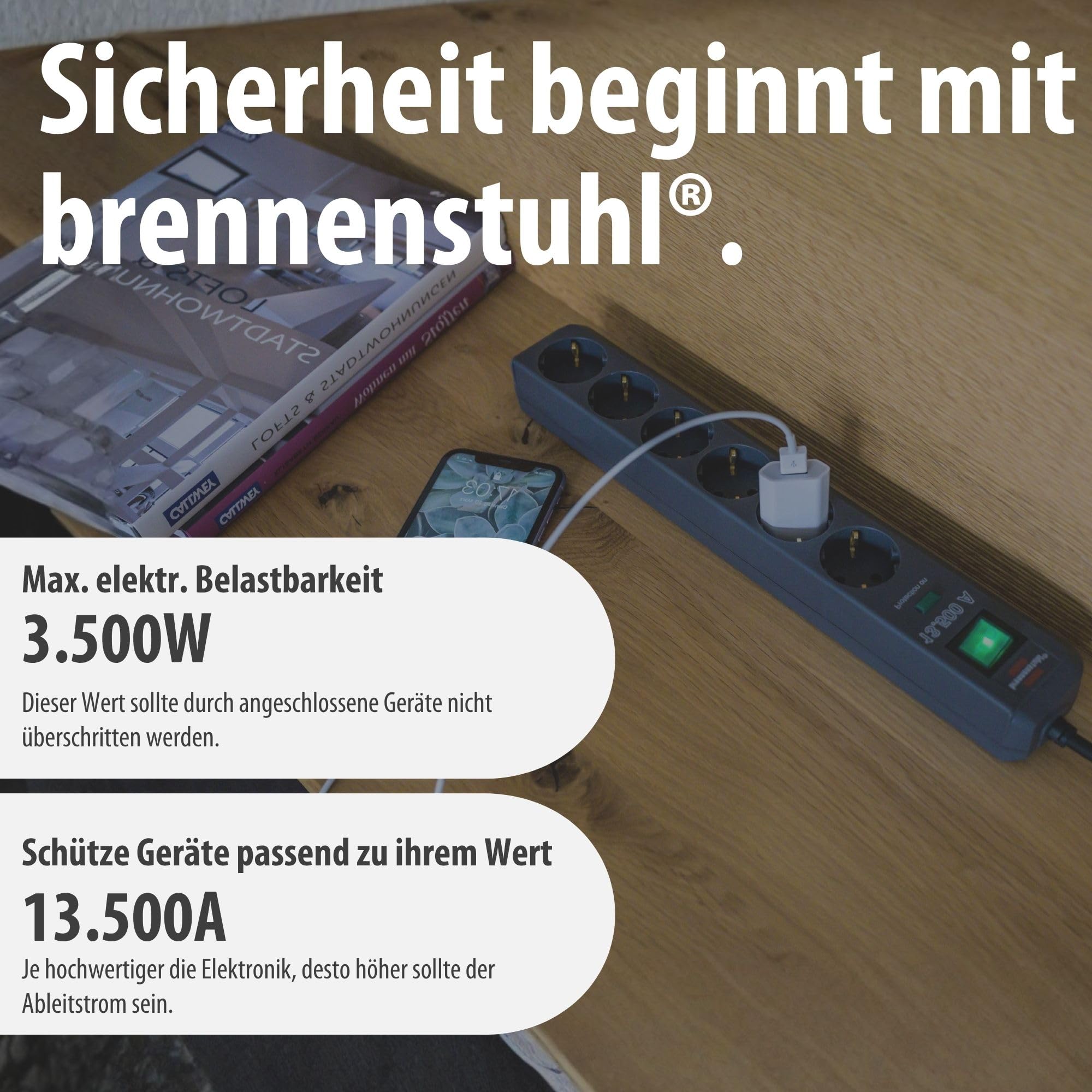 Brennenstuhl 3er Set Eco-Line Steckdosenleiste 6-Fach, 1,5m Kabel | Mit Überspannungsschutz, Mehrfachsteckdose mit erhöhtem Berührungsschutz, Schalter, anthrazit
