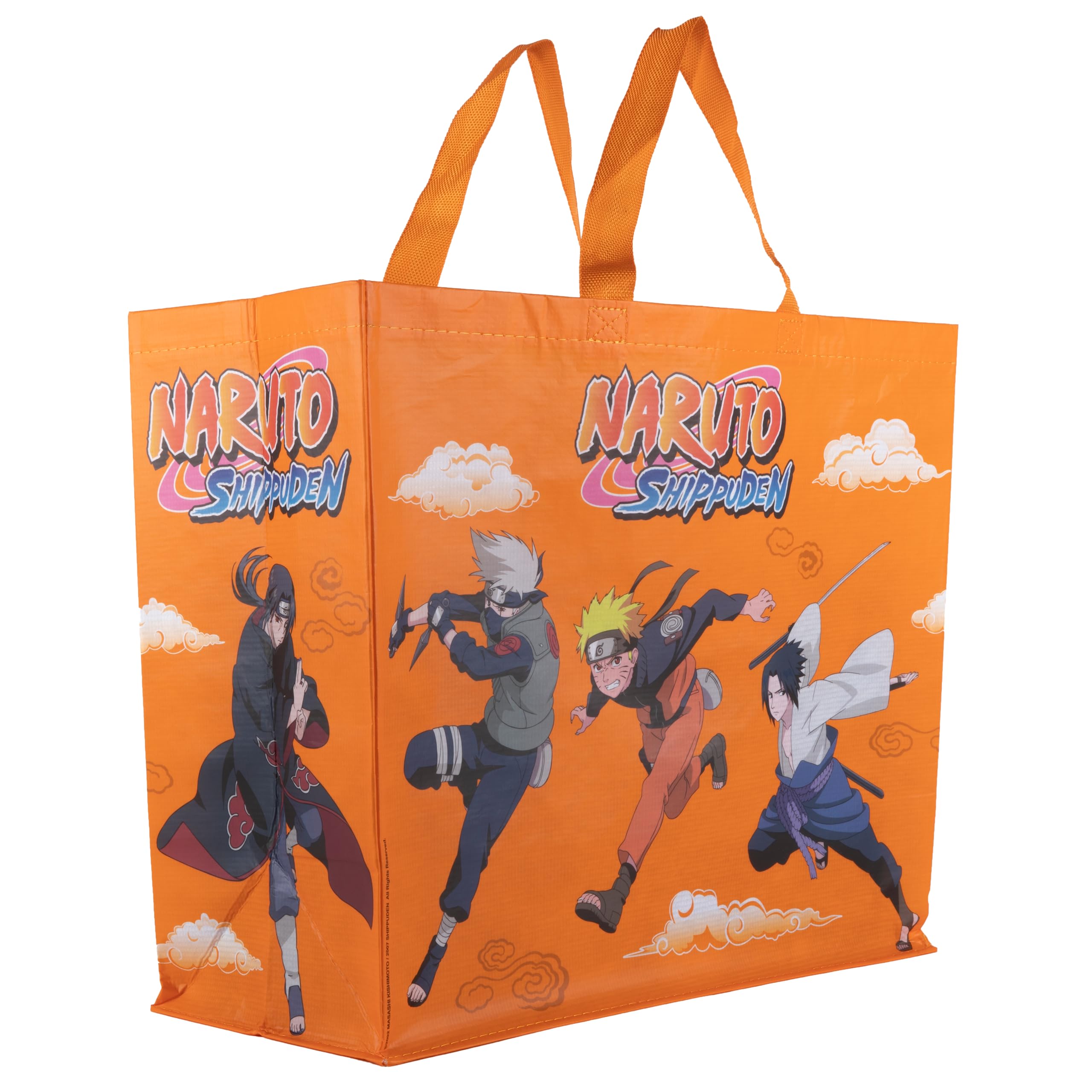 Konix Naruto Shippuden Tote Bag 40 x 45 x 20 cm Recycled Material Naruto Sasuke Kakashi Itachi Pattern Orange