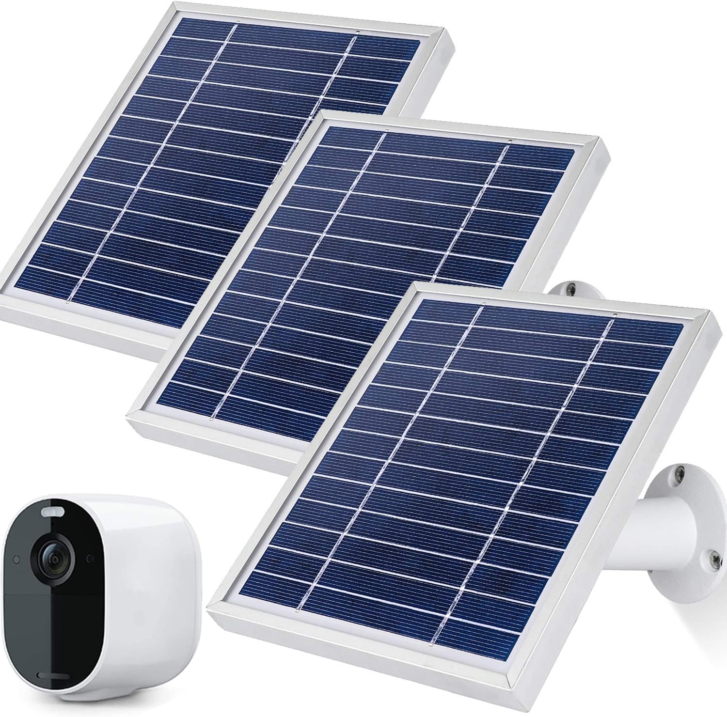 iTODOS Solar Panel Works for Arlo Essential Spotlight Camera, 11.8Ft Outdoor Power Charging Cable and Adjustable Mount - (3 Pack,Silver)