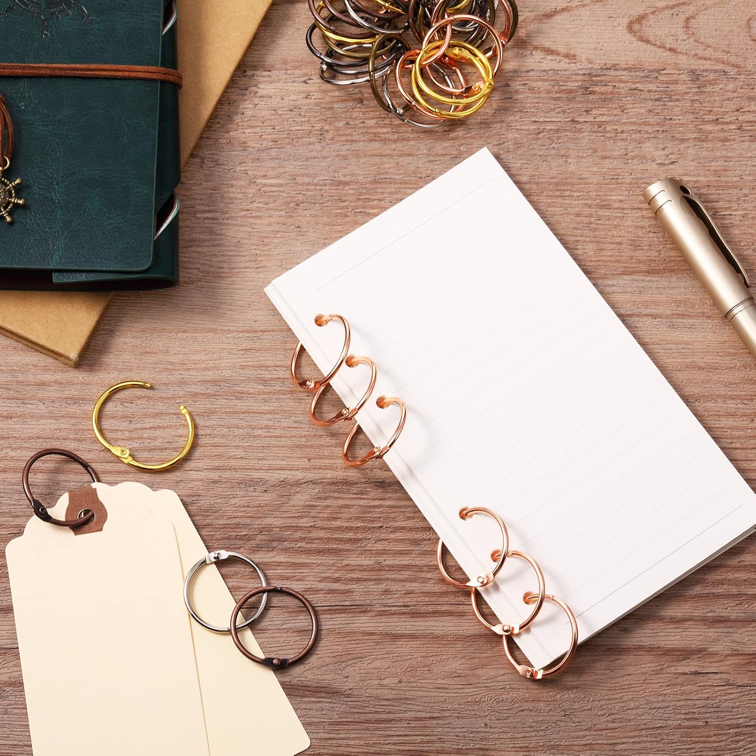 Boao 60 Counts Metal Loose-Leaf Rings Paper Leaf Binder Rings, Notebook Rings Keychains Keyrings(Rich Colors,1.2 Inch)