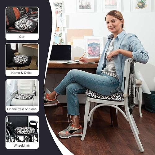 Miniatura 10 de Cojín de asiento de rosquilla de fresa rosa para aliviar el dolor de coxis y hemorroides, cojín para silla de oficina en casa para trabajo sentado