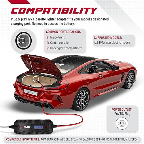 Miniatura 2 de JMR - Cargador de batería para BMW Trickle cargador acondicionador (sin modo litio)