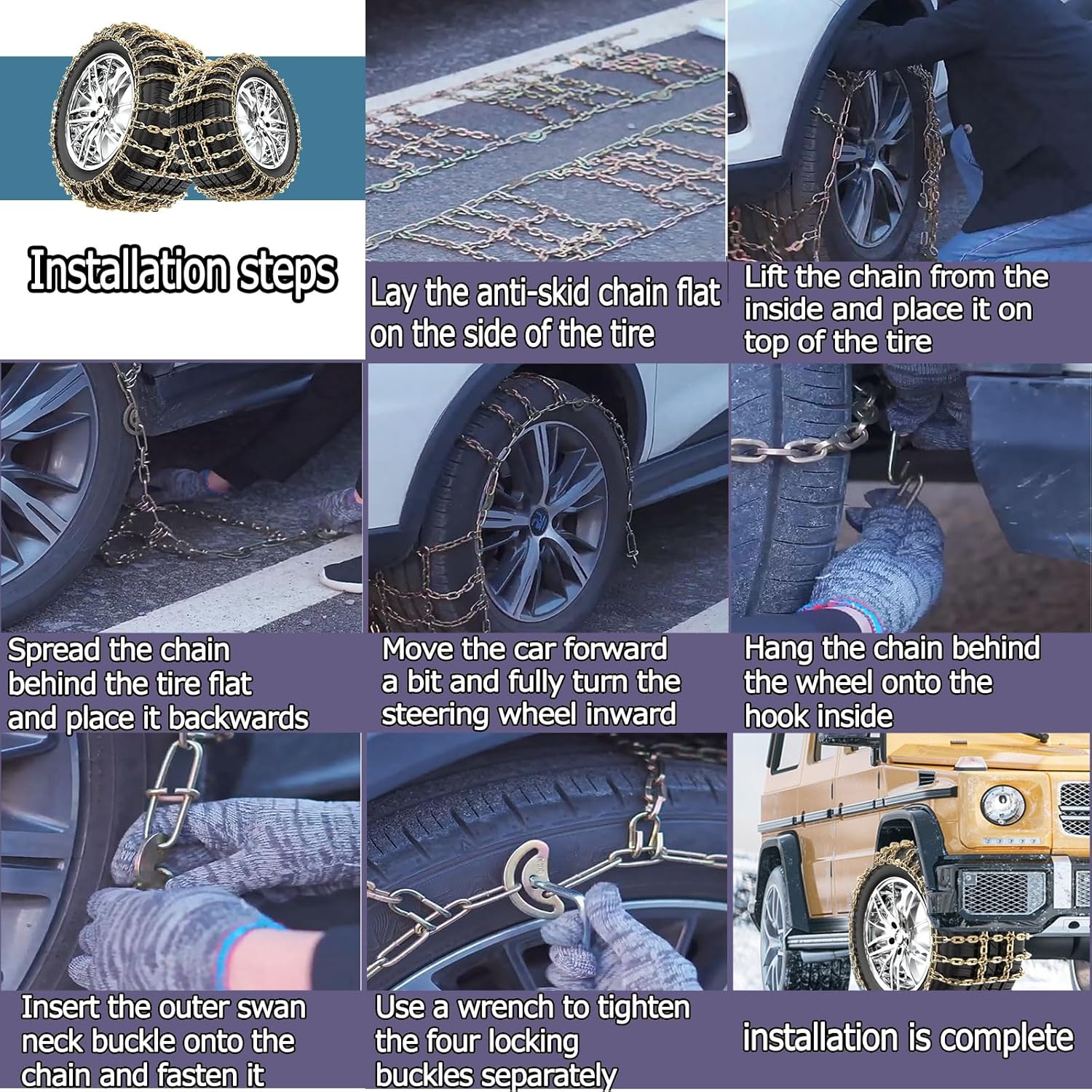 Tire Chains 2pcs Snow Chains Snow Chains for Car Tires Tire Chains for Trucks Snow Socks for Tires Tire Chains for Cars Snow Chains for SUV 2pcs 235/60R16