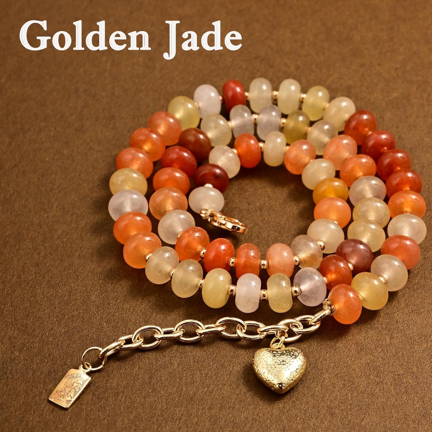 Boho Gemstone Beaded Necklace for Women – Colorful Natural Stone Choker 18K Solid Heart-Shaped Pendant, Summer Beach Jewelry - Image 2