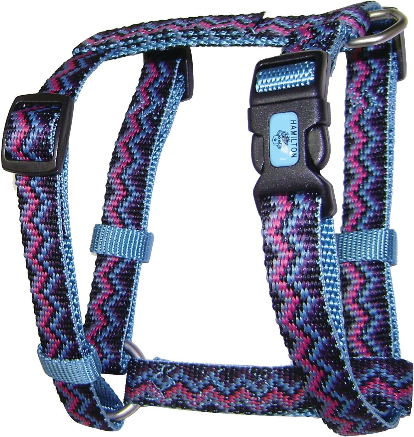 Hamilton B CFA MDRS Adjustable Comfort Dog Harness Fits Chest Size 20 to 30-Inch with Brushed Hardware Ring, Medium, Raspberry
