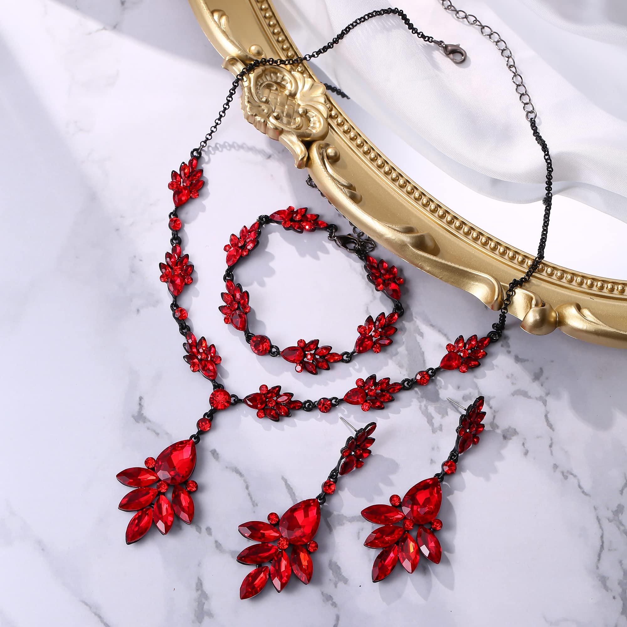 Matrimonio Sposa Gioielli Set Goccia Marquise Cristalli Collana Orecchini Bracciale Regalo per Donne Spose