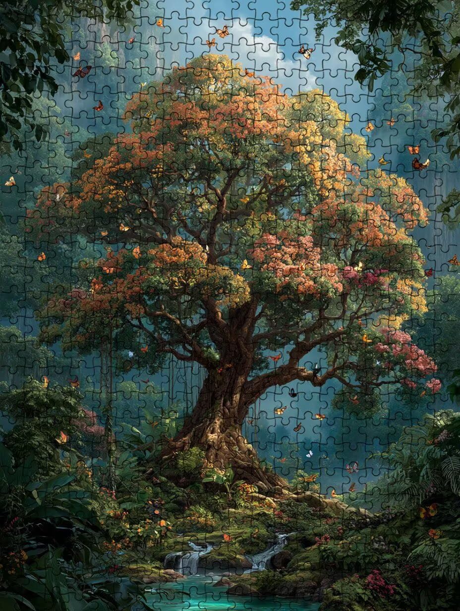 FNKL3-943 Puzzle 2000 elementów, motyw drzewa, motyla, puzzle dla dorosłych 2000, klasyczne puzzle, puzzle dla całej rodziny, z pięknym opakowaniem, dekoracja, puzzle i prezenty