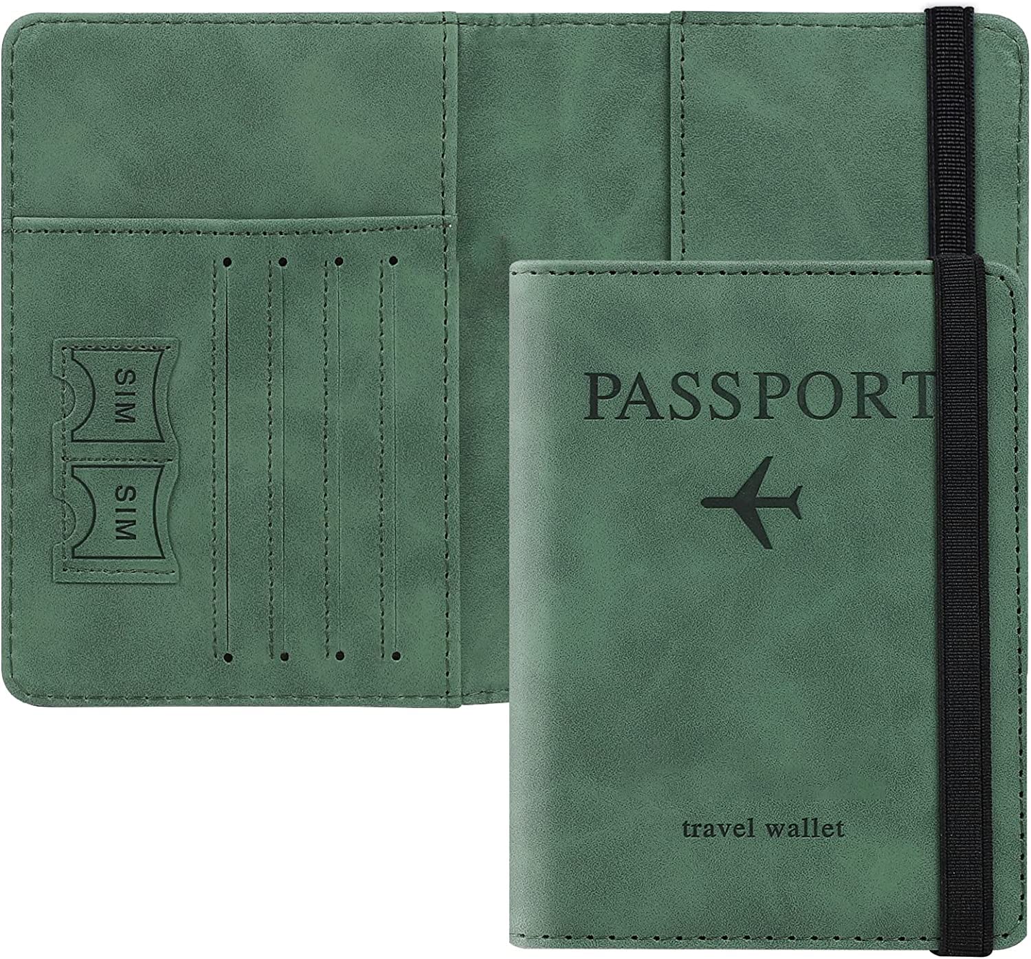 Passport Holder Cover Travel Wallet Organiser, Passport Case with RFID Blocking, PU Leather Travel Document Holder (Green)-image-25