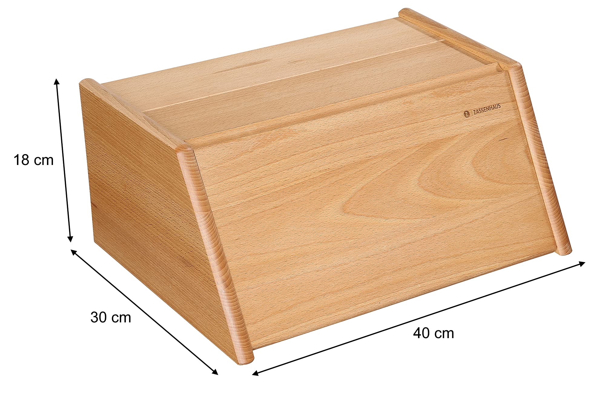 Zassenhaus Brotkasten Montana, 40×30×18 cm, naturbelassenes Buchenholz | Brotbox, Holzkiste für Brot und Gebäck, luftdurchlässig, pflegeleicht, natürliches Holzaroma, langlebig