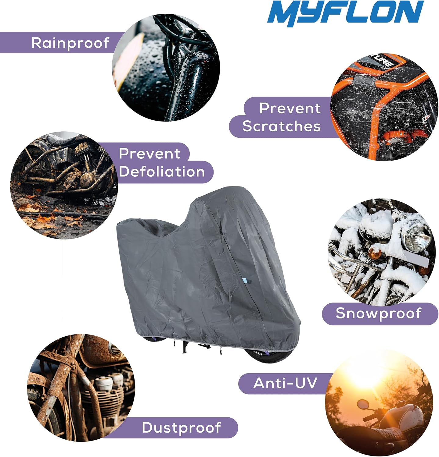Motorcycle Cover All Season Universal Waterproof Sun Outdoor and Indoor Protection (Medium TOPBOX)