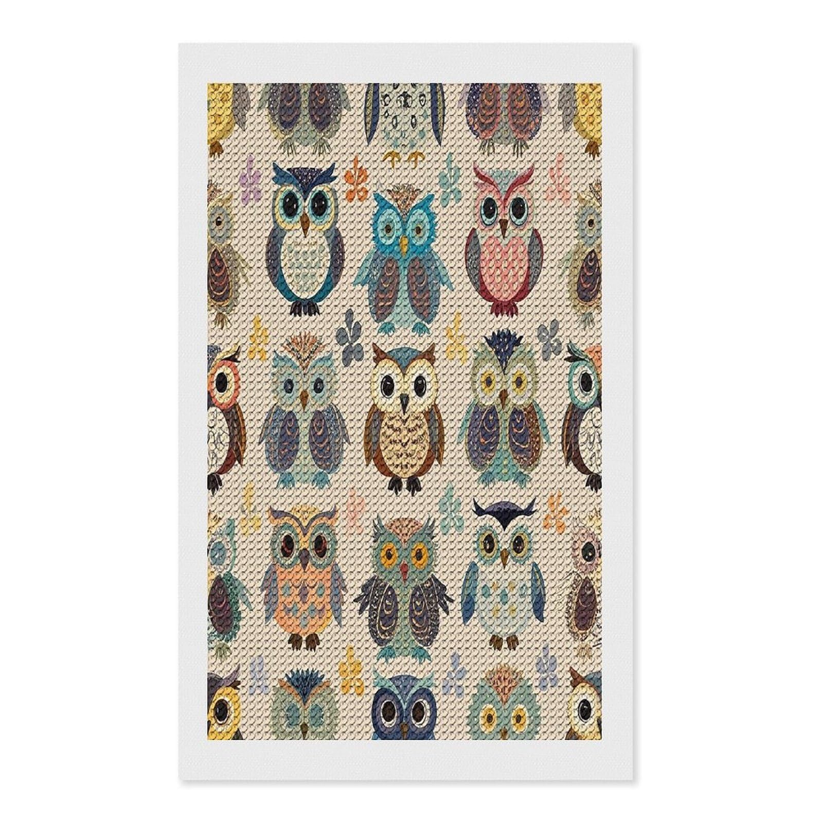 FekiLoot Color Owl Pattern Diamond Painting Kits for Adults Full Round Drill Diamond Art Kits for Beginners 5D DIY Diamond Dots Paintings Diamonds Pictures Gem Art Home Wall Decor 12"x20"