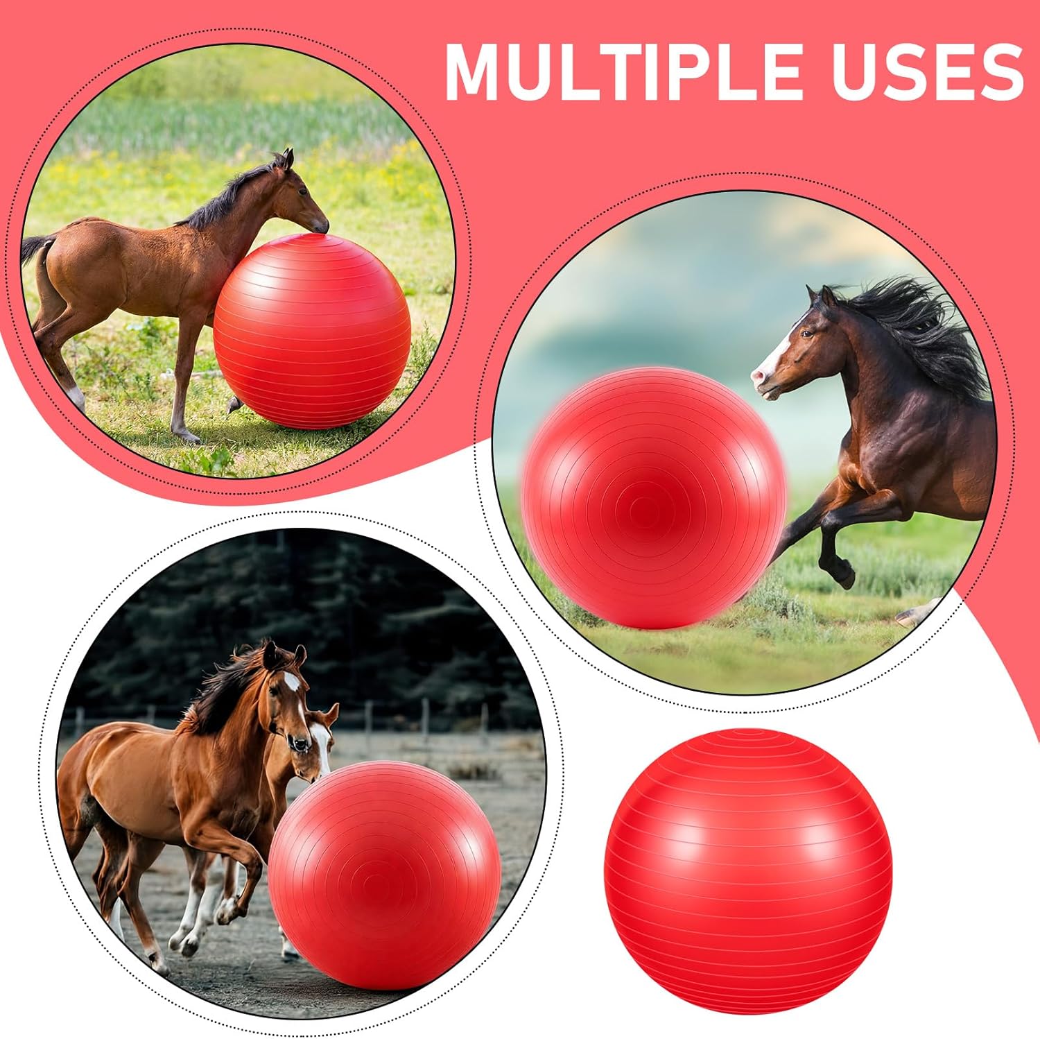 48 Inch Giant Herding Ball, Anti Burst Ball, Horse Toys for Horse Entertainment Play, Pump Included(Red)