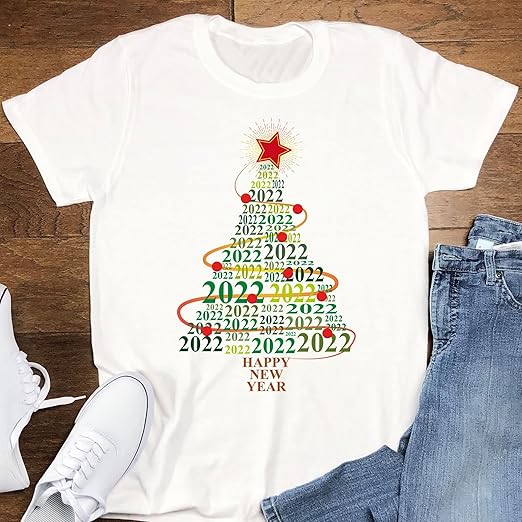 Amazon.com: Xmas Tree 2022 Text New Year Shirt Funny Merry Christmas And Happy New Years T-Shirt Gift Holiday : Clothing, Shoes & Jewelry