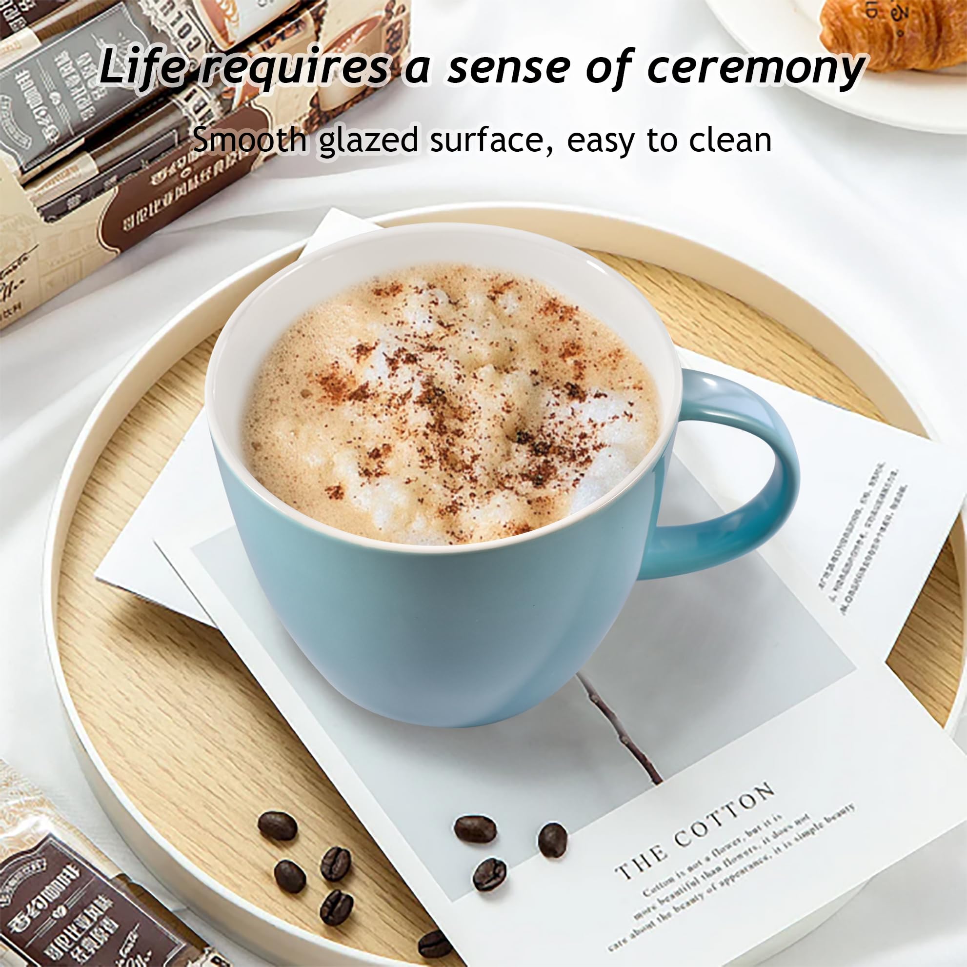 fMSDD Turquoise Jumbo 30 Ounce Porcelain Mug for Soup Coffee, Tea, Ice Cream, Fruit, Cereal, Milk, Mocha - Image 4