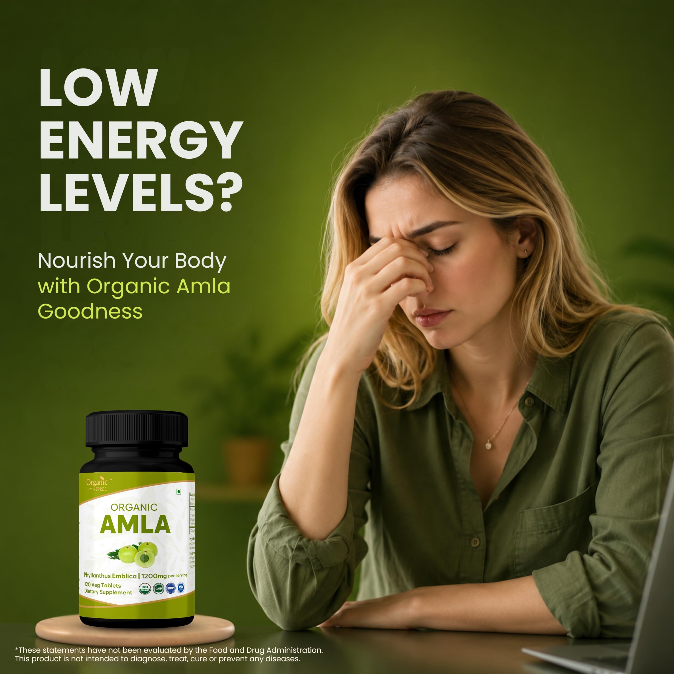 Organic Spree Amla 120 Tablets - Rich in Vitamin C, Supports Immunity, Hair & Skin Wellness* - Indian Gooseberry (Phyllanthus emblica) - 60 Days Supply - USDA Organic, GMP, HACCP Certified - Pack of 3 — Amazon image 5