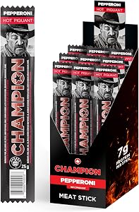 Champion Pepperoni Sticks, Hot and Spicy, Pack of 24 | Individually Wrapped, Perfect Lunch Snacks, Meat Sticks, Proudly Made in Canada