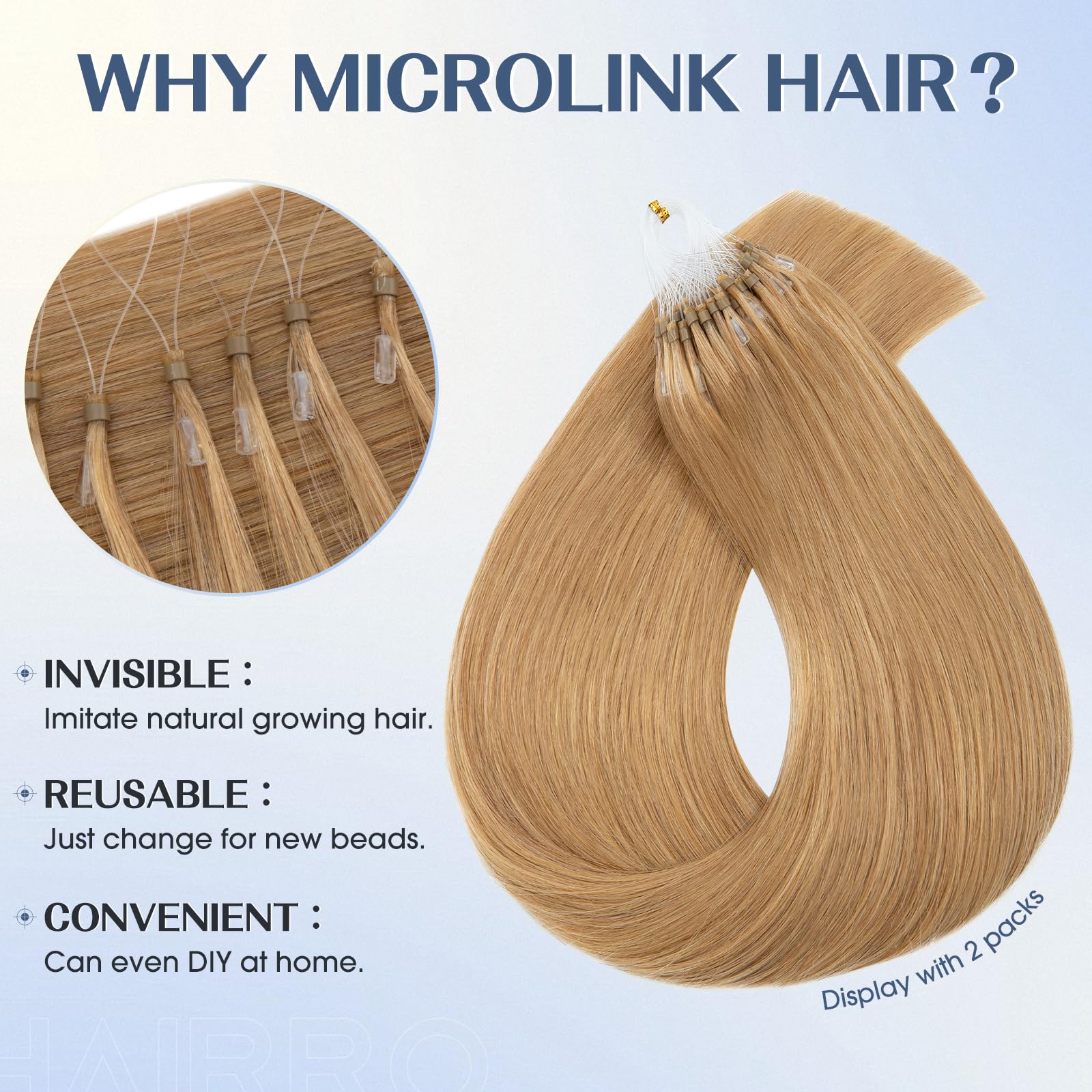 Human Hair Micro Loop Extensions 14 Inch 50g Pre Bonded Cold Fusion Amazon.com : Hairro Microlinks Hair Extensions Human Hair  main image 3