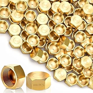 Eorbow 100 Pack Brass Compression Cap, Stop Value Caps, Drain Pipe Fittings for Hose Connector Nozzle Joints Outdoor Garden Water Air Line