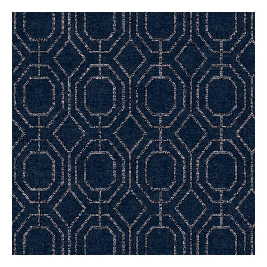 Superfresco Easy Luxe Geo Navy Wallpaper - Blue - Geometric Design - Textured Base - Gold Detail