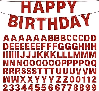 DIY Banner Kit with Letters Glitter Red Customizable Birthday Graduation Banner Custom Party Hanging Banners for Graduation Wedding Party Baby Shower Decoration (Red)