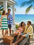 Utopia Towels 4 Pack Cabana Stripe Beach Towels (30x60 pouces) - 100% Ring Spun Coton Grande Piscine Towels, Nage douce et sèche rapide Towels (Bleu, vert, orange & Jaune)