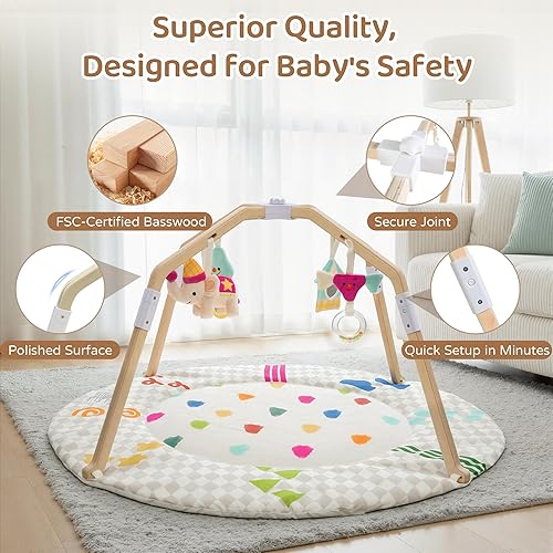Miniatura 5 de Bella's Friends Tapete de gimnasio para bebé, tapete de actividad para bebé para suelo con 4 juguetes sensoriales desmontables, alfombrilla de