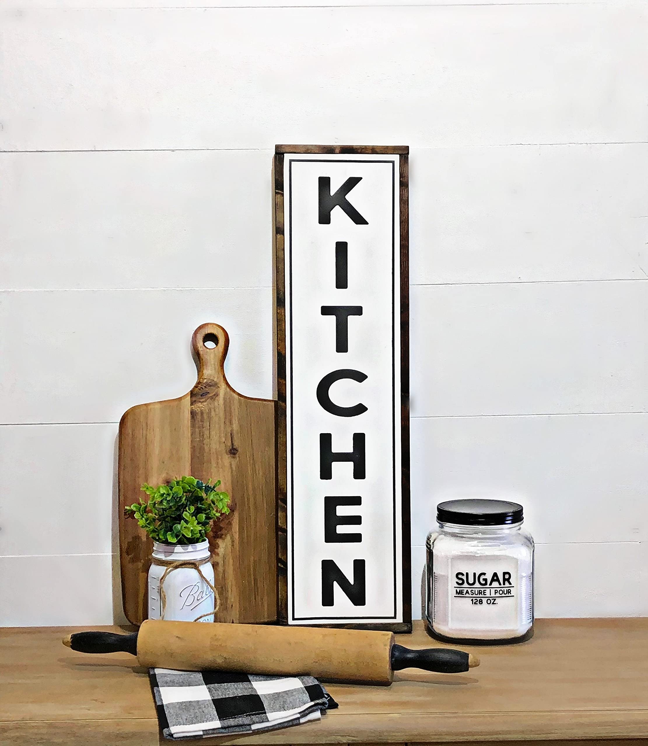 Rustic Farmhouse Vertical Kitchen Sign,Farmhouse Kitchen Wall Decor for Home Decor Country Kitchen Living Dining Room Bedroom Art Wall Door shop Bars