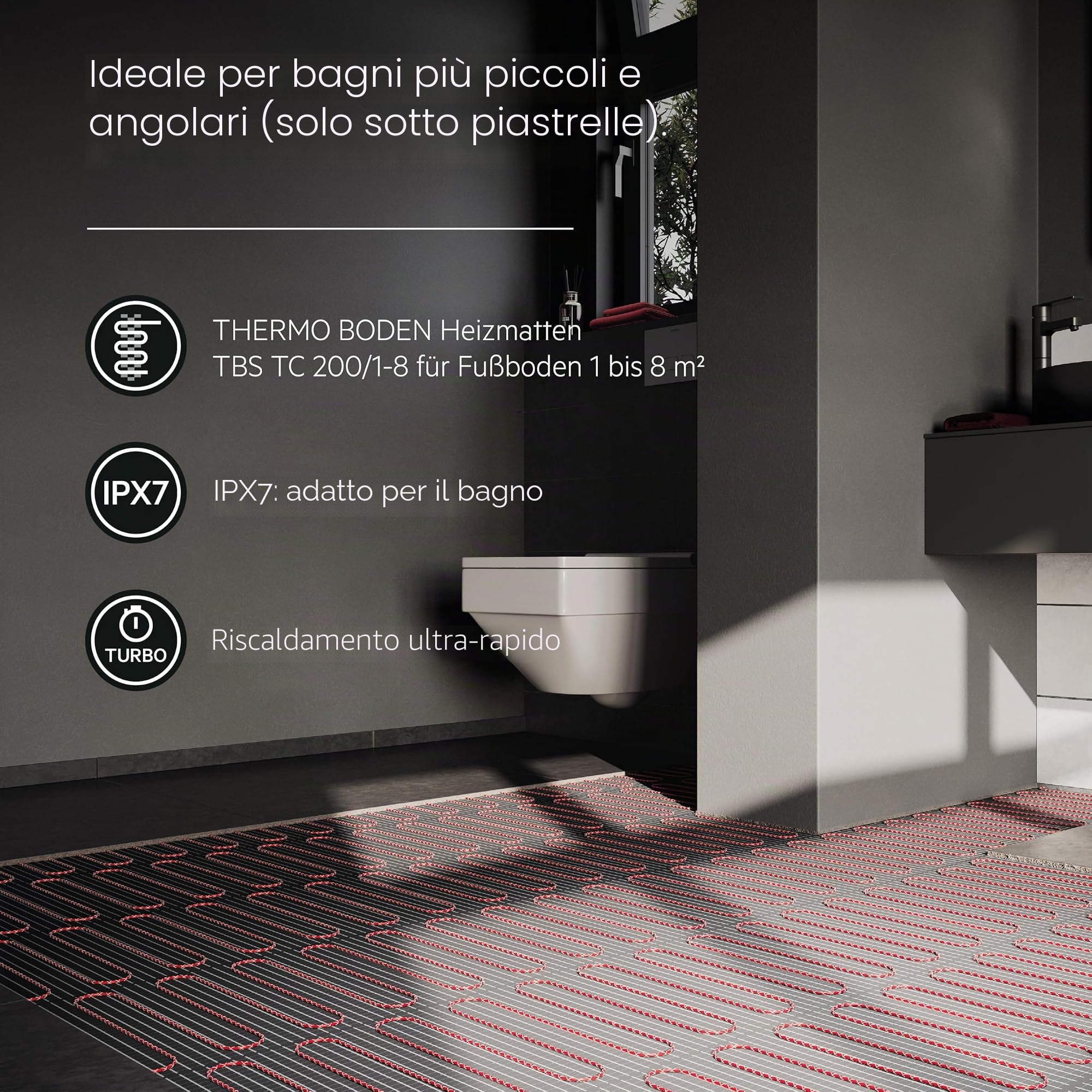 AEG Riscaldamento elettrico a pavimento, set completo 4 m², 200 W/m², piano termico Turbo TBS TC 200/4 Set Plus, 205821