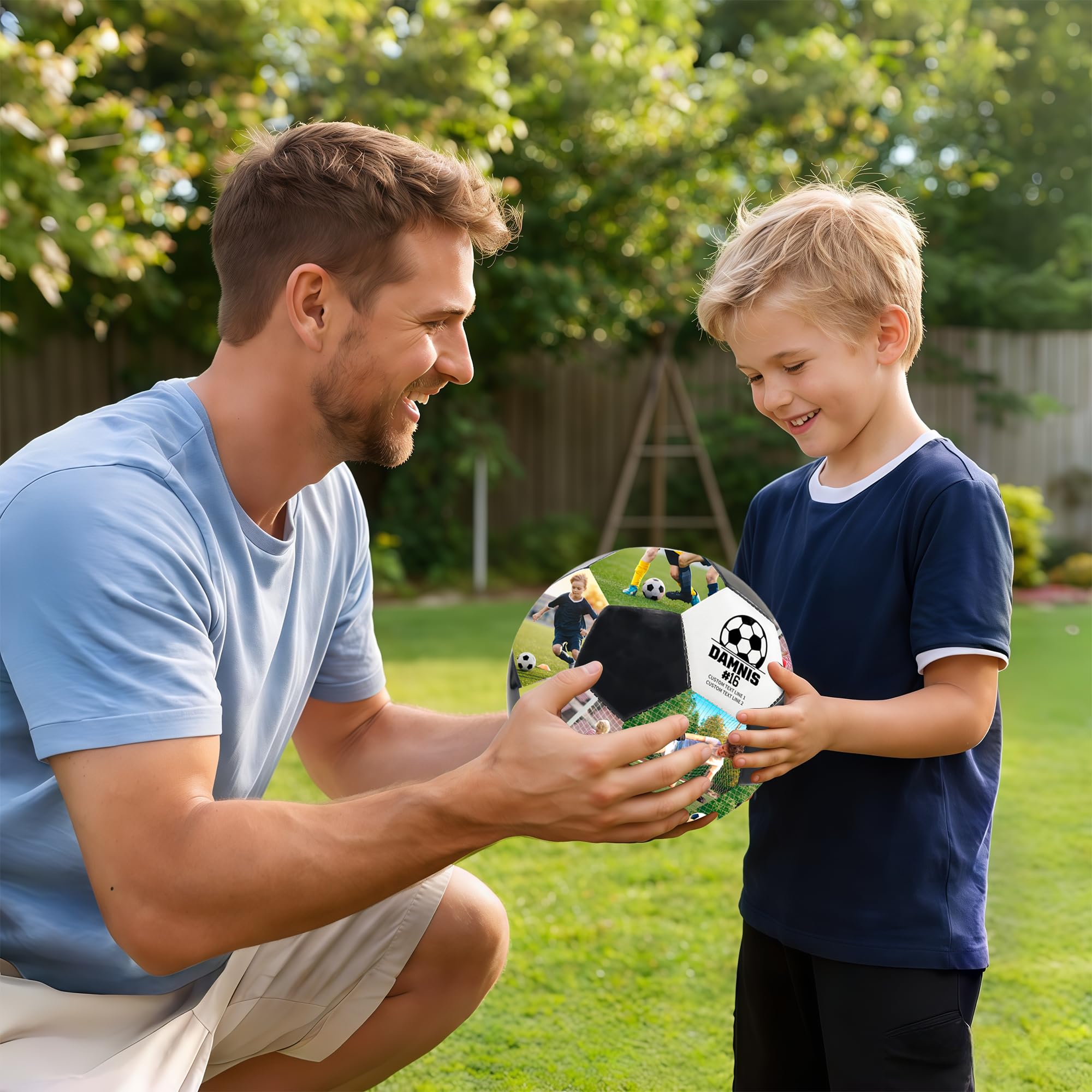 Pallone da calcio personalizzato con nome e foto, misure 5, 3 e 4, regalo per allenatori, papà, ragazzi, ragazze, appassionati di calcio, partite di calcio indoor/outdoor