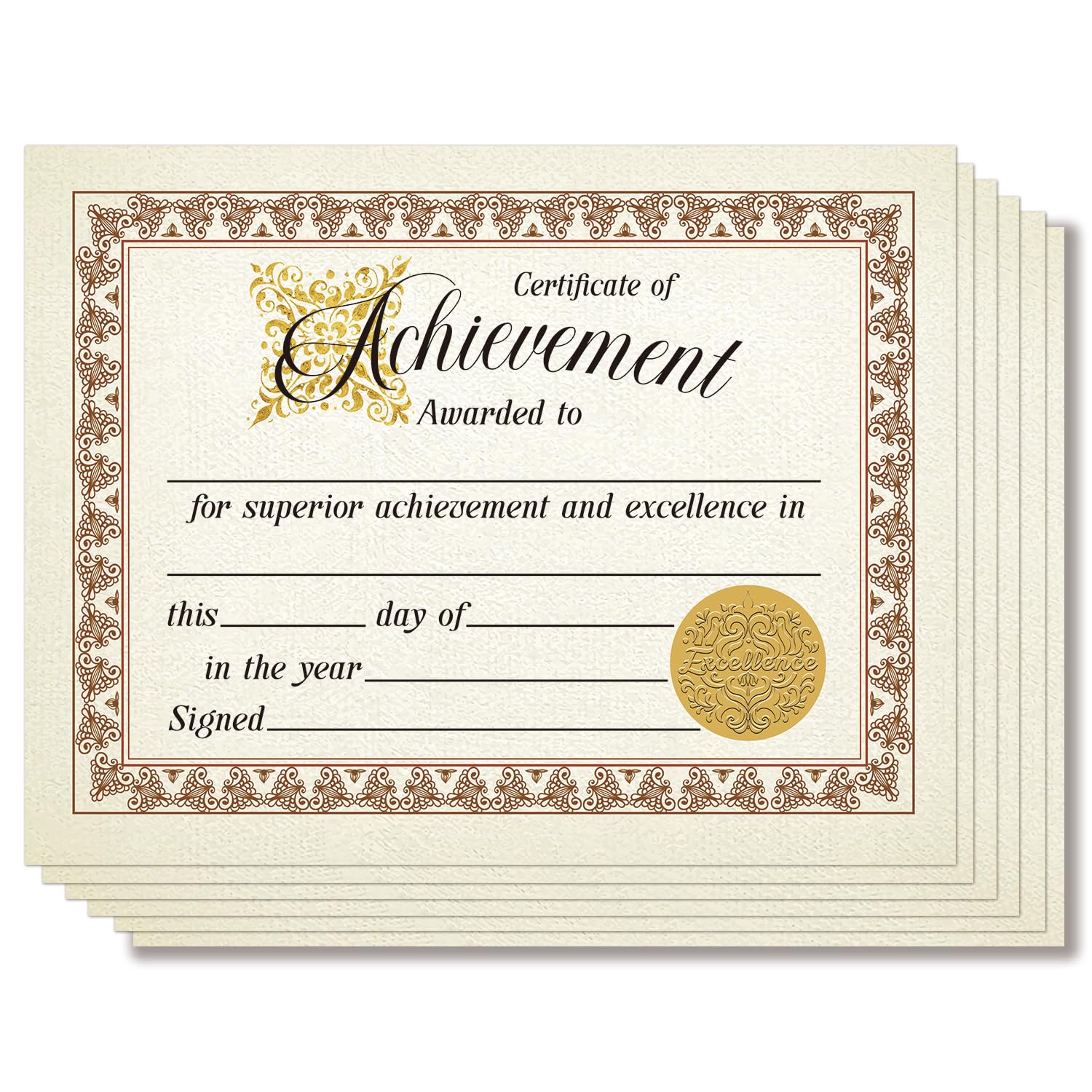 25 PCS 8X 10 Inches Award Certificates of Achievement, Certificate of Completion Employee of The Month, Suitable for End of Semester for Teachers