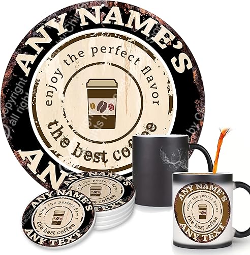 Miniatura 12 de Café y té Always Fresh Hot Custom Chic Sign Coaster Tazas rústicas Shabby Vintage Estilo Retro Cocina Bar Pub Cafetería Hombre Cueva cobertizo