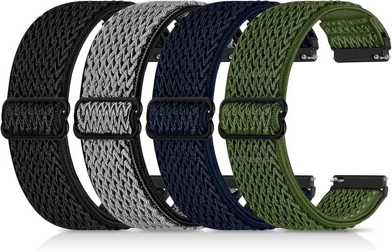 Paquete de 4 bandas elásticas de 22 mm compatibles con Garmin Vivoactive 4 45 mm, Garmin Forerunner 570 47 mm, Forerunner 255/265, Amazfit GTR 4/3/2, Smartwatch Band para Amazfit Bip 6/5 mujeres hombres