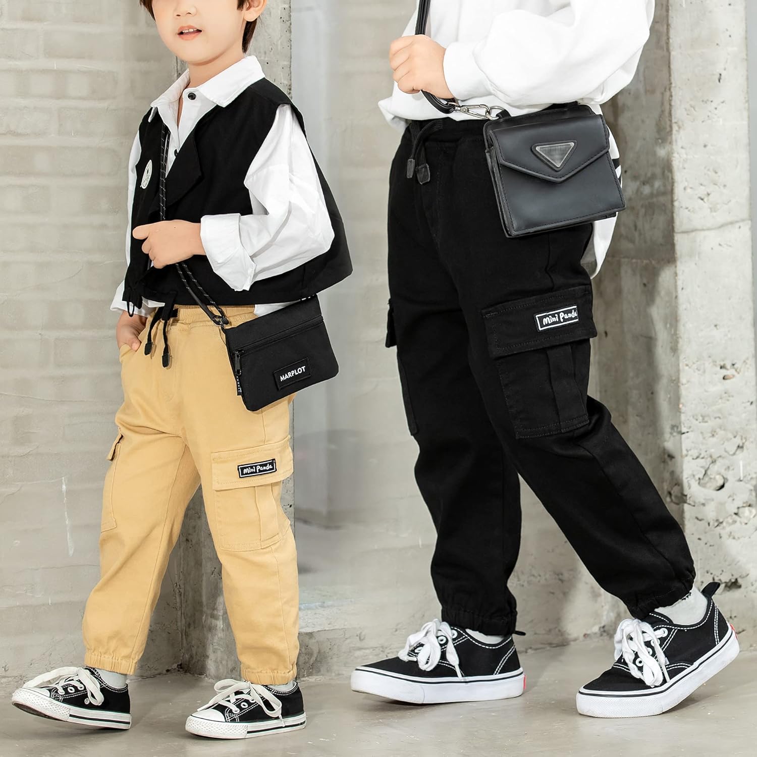 MINI PANDA Toddler Boy Pants, Little Boys 2-Pack Pull On Pants - Image 3