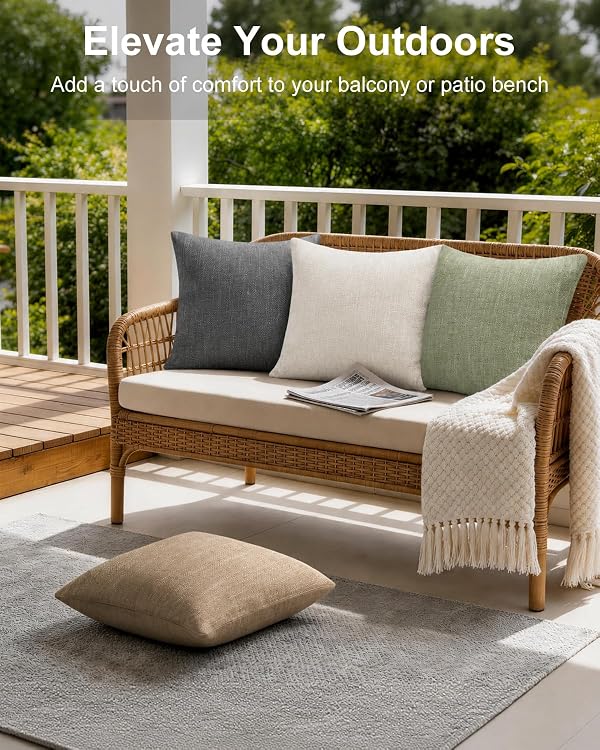 KAYWAZY Farmhouse Throw Pillow Covers 26x26, 2 Pack Couch Gray Faux Linen by KAYWAZY - Used condition - Image 7