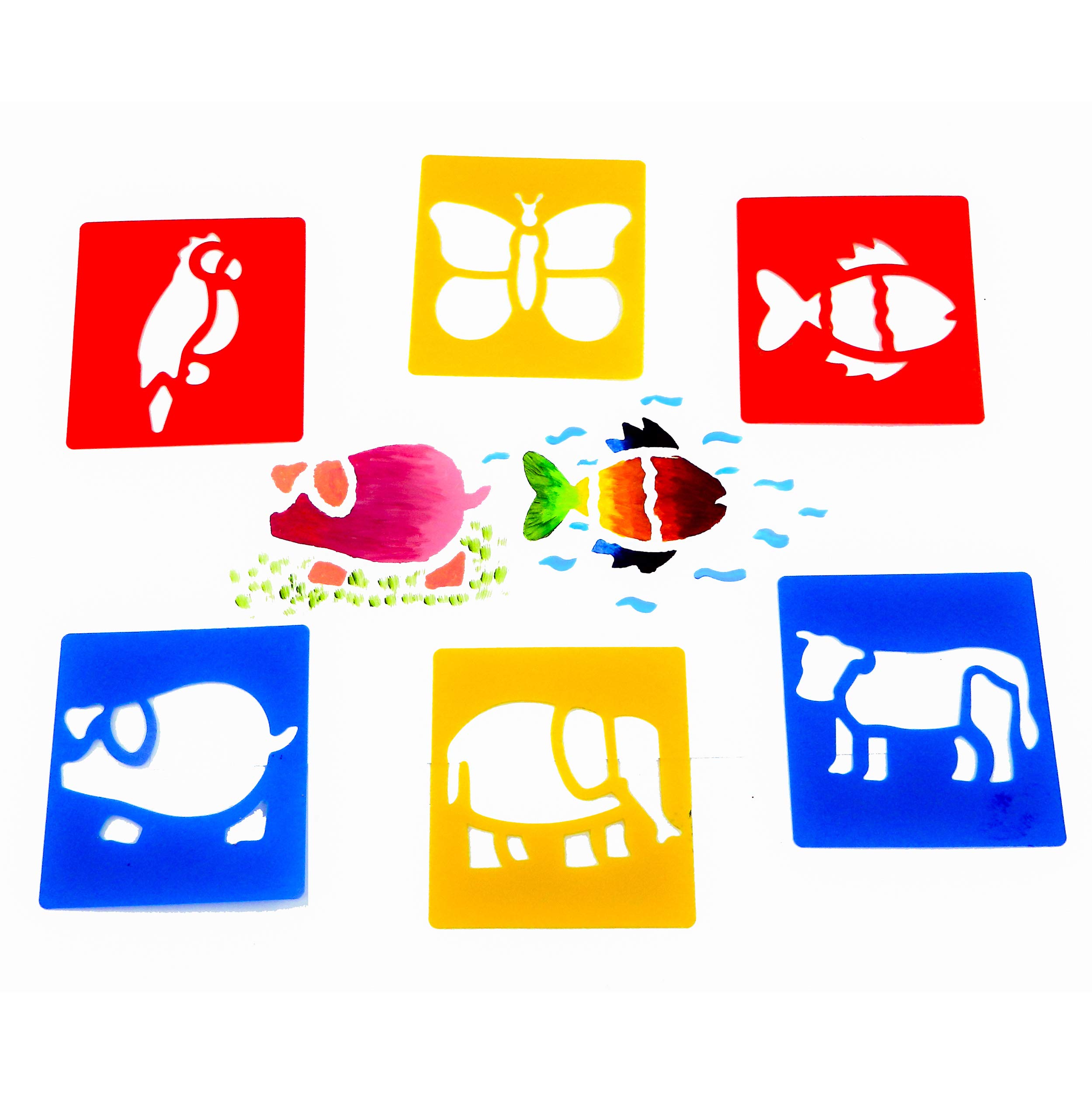 Washable Plastic Stencils | Animals | Pack of 6 Stencils