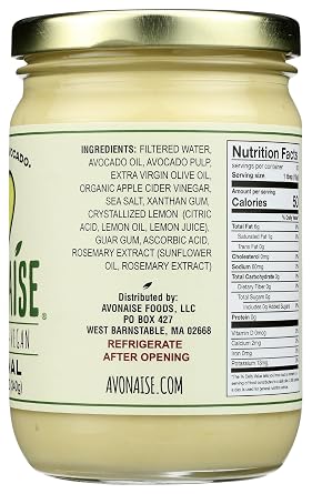 Avonaise, Original Vegan Avocado Mayonnaise, 12 Ounce
