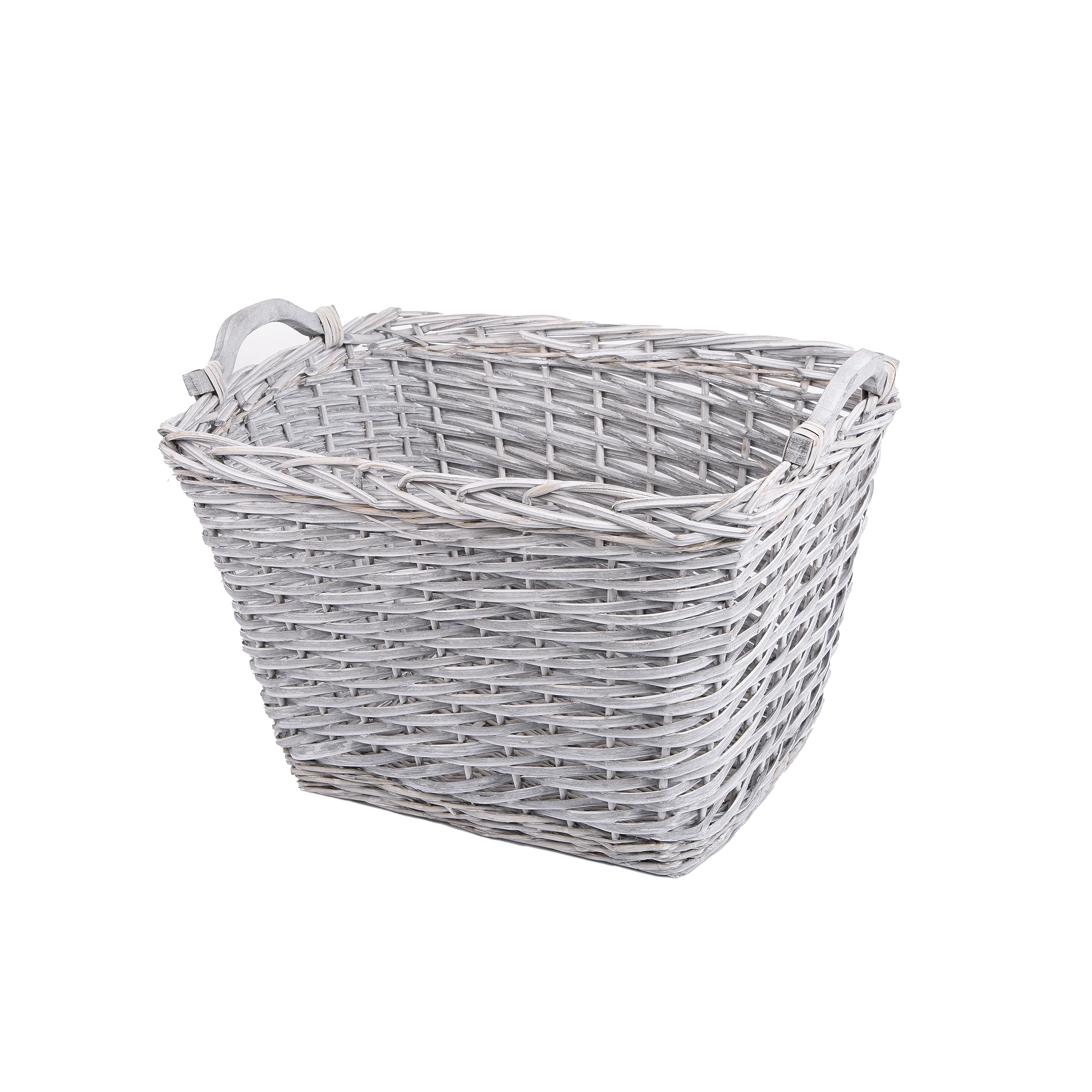 Wickerfield Grey Heavy Duty Log Basket Fireside Blanket Basket Bedroom Storage Basket ( Rectangle)