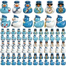 72 Pcs Mini Resin Sailor Cruise Ducks, Tiny Blue Cruise Ducks for Hiding, Miniature Sailor Duck Figurines, Duck for Ship, Nautical Birthday Party Favors Gift Decoration