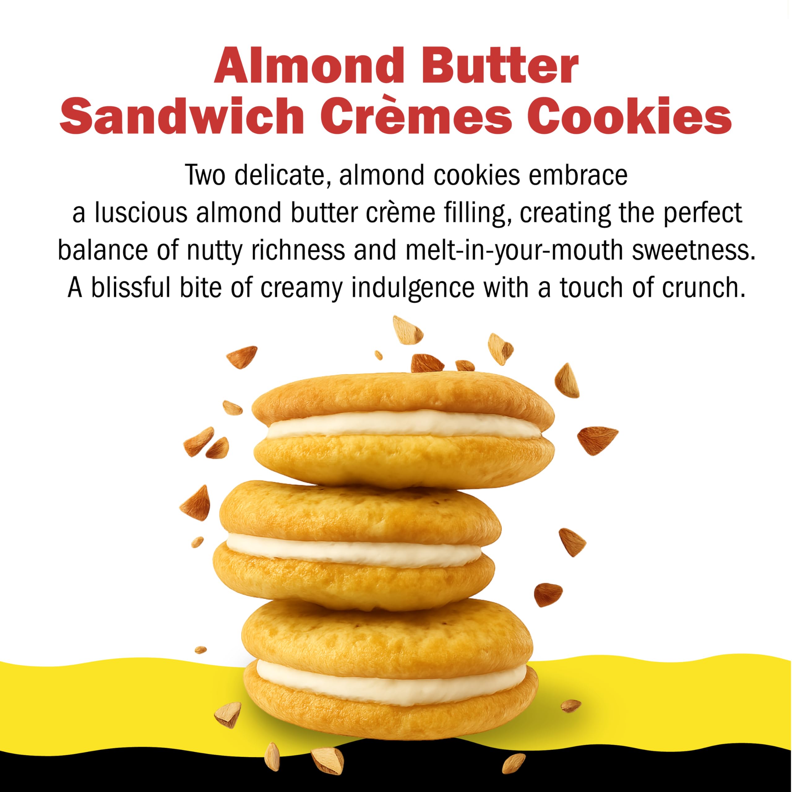 CHEF SANG Individually Wrapped Butter Cookies Real Almond Butter Cream Filling No Artificial Flavors or Preservatives Non-GMO On-The-Go — view 4